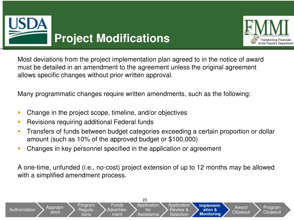 project modifications