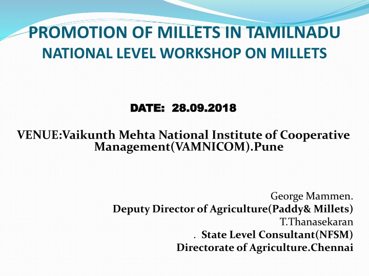 promotion of millets in tamilnadu national level