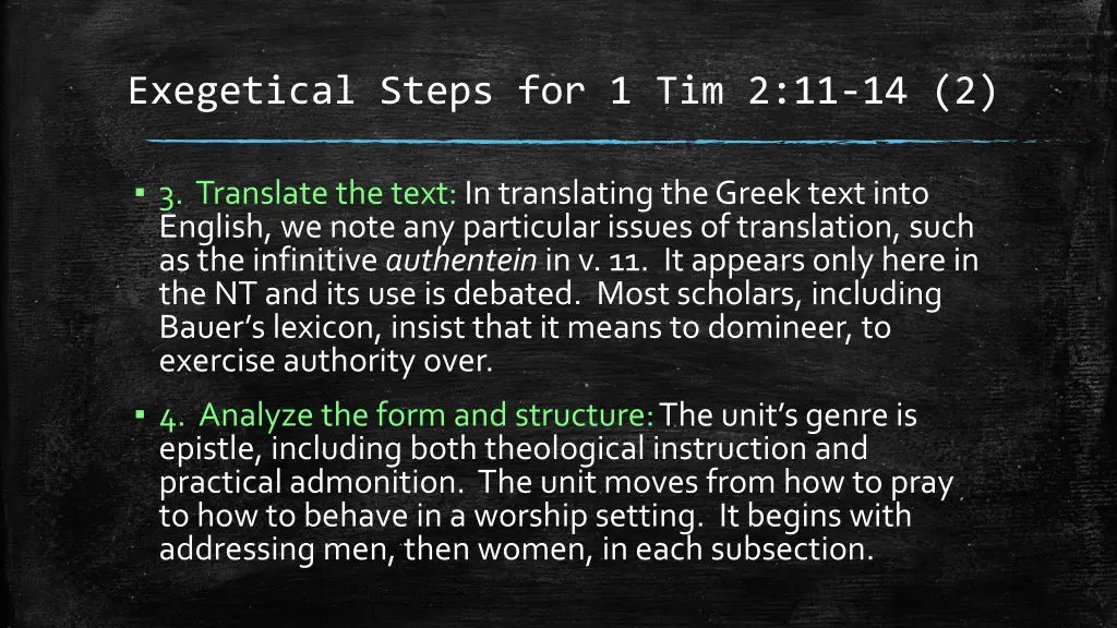 exegetical steps for 1 tim 2 11 14 2