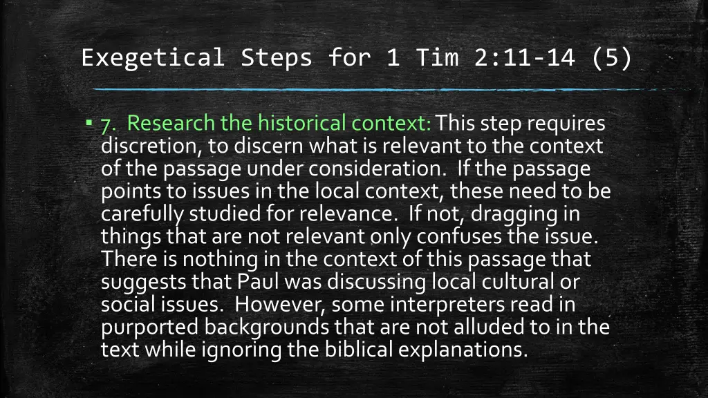 exegetical steps for 1 tim 2 11 14 5