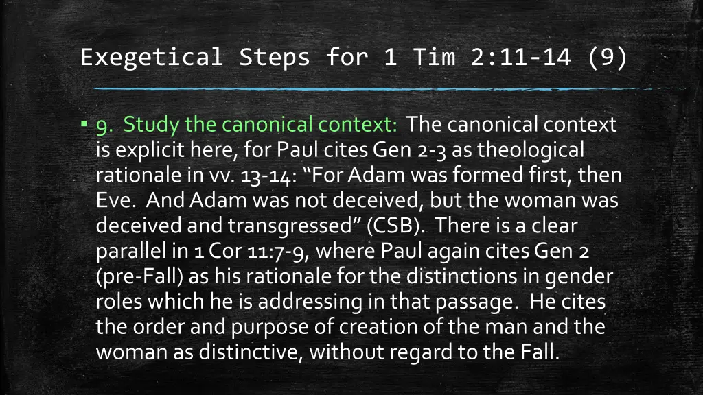 exegetical steps for 1 tim 2 11 14 9