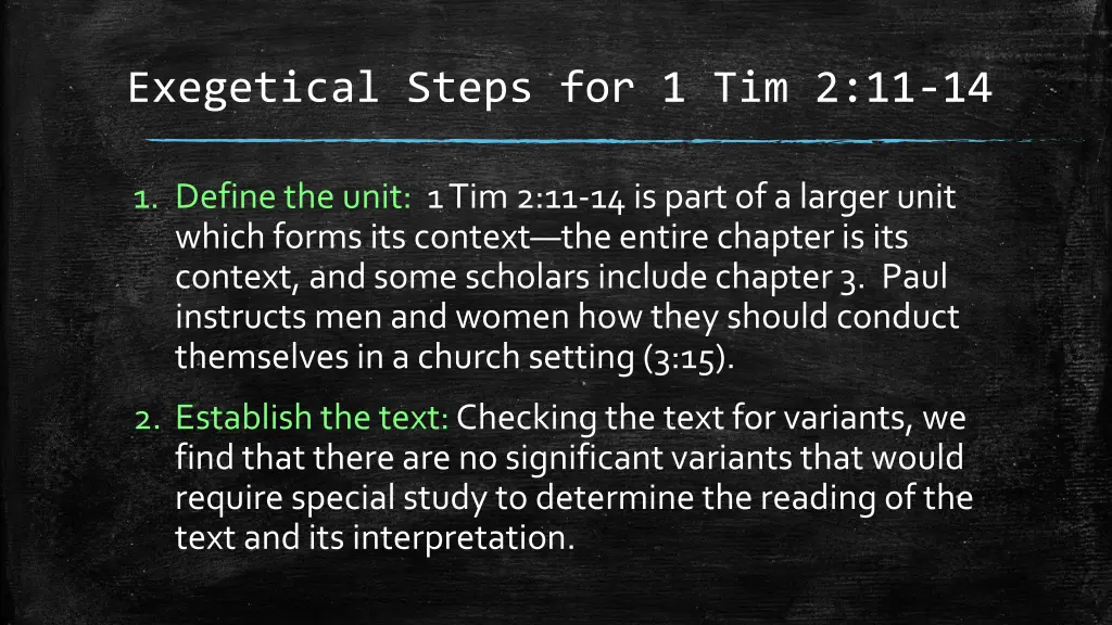 exegetical steps for 1 tim 2 11 14