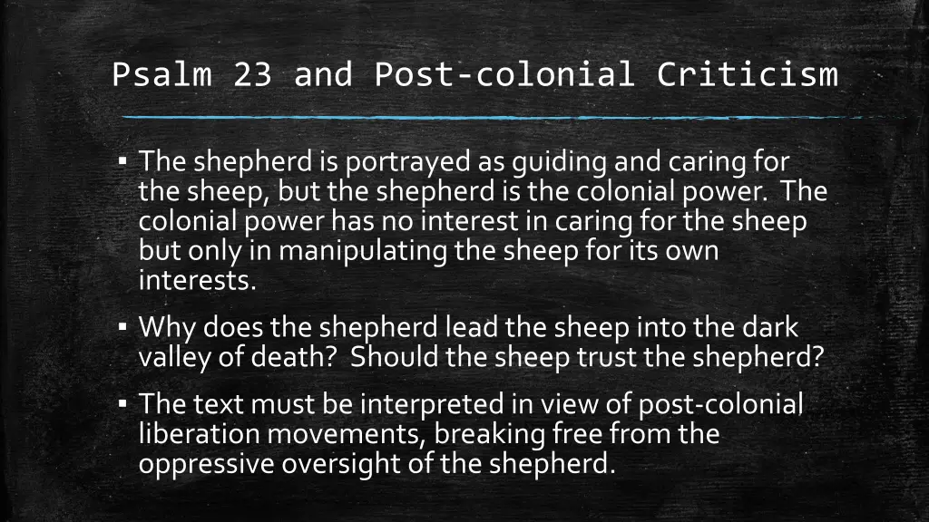 psalm 23 and post colonial criticism