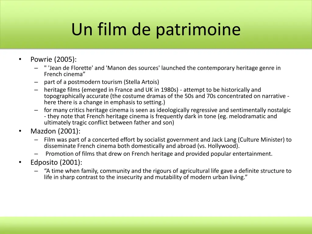 un film de patrimoine