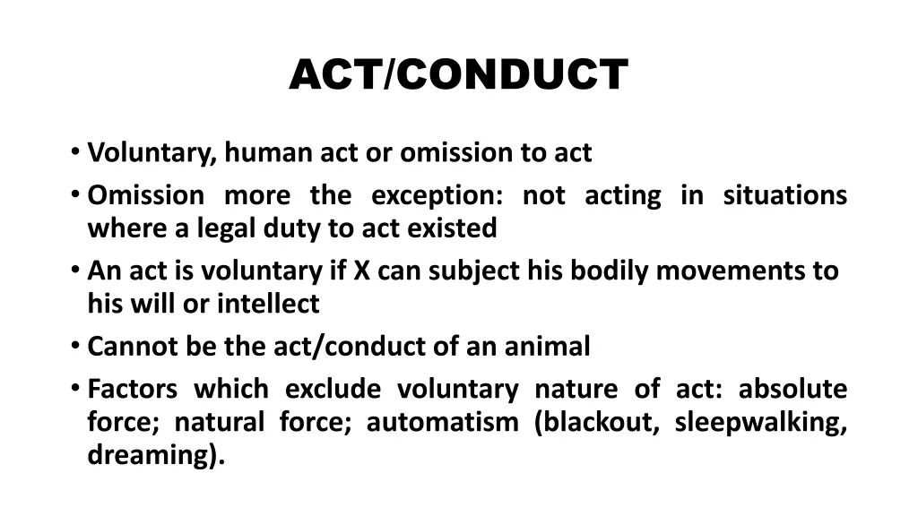 act conduct