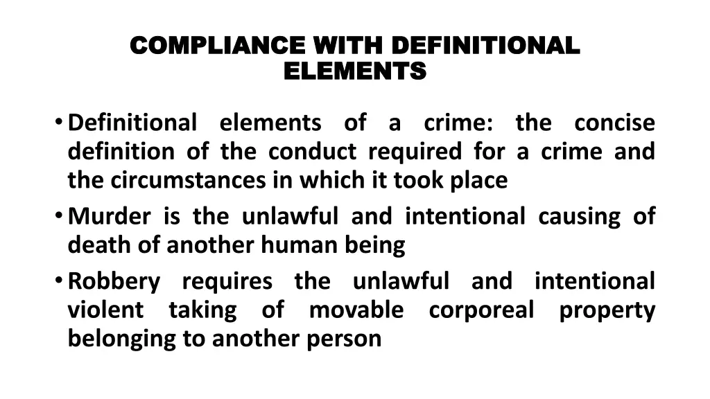 compliance with definitional compliance with