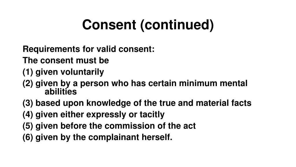 consent continued