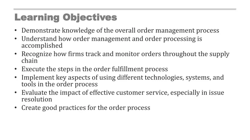 learning objectives learning objectives