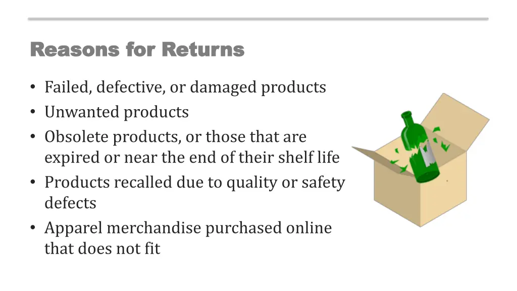 reasons for returns reasons for returns