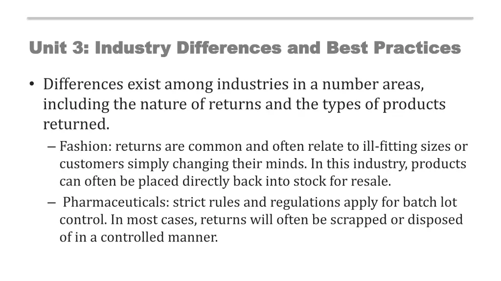 unit 3 industry differences and best practices