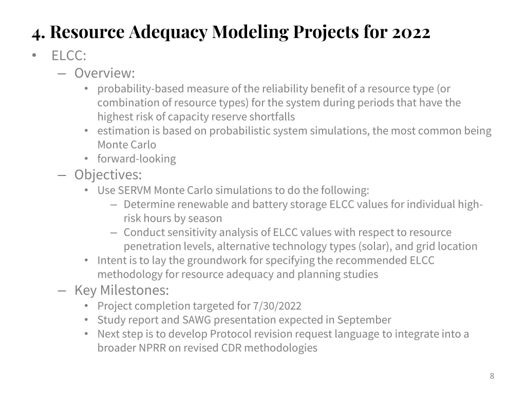 4 resource adequacy modeling projects for 2022