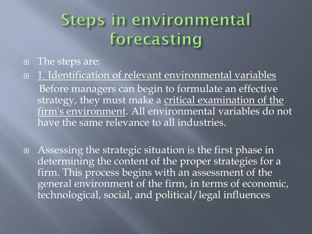 the steps are 1 identification of relevant