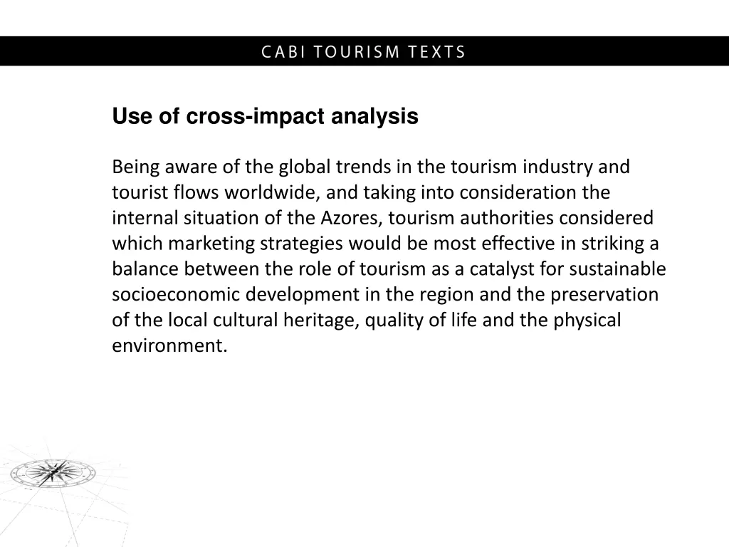 use of cross impact analysis