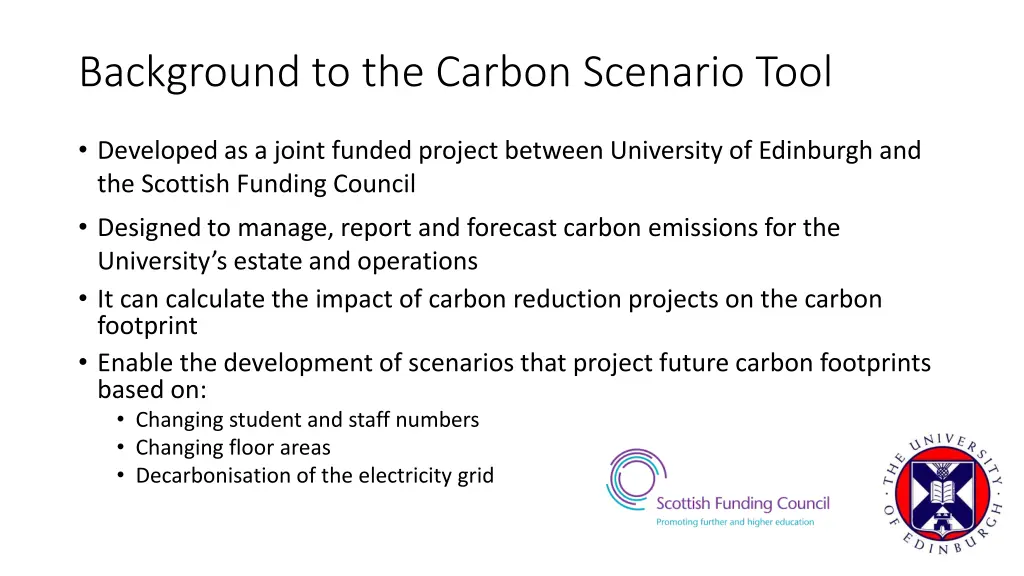 background to the carbon scenario tool