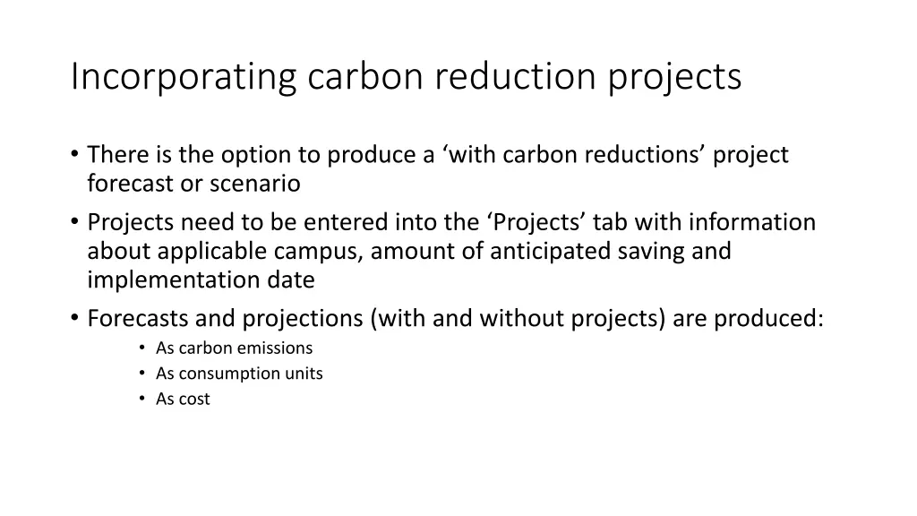 incorporating carbon reduction projects