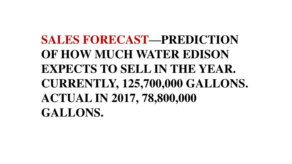 sales forecast prediction of how much water