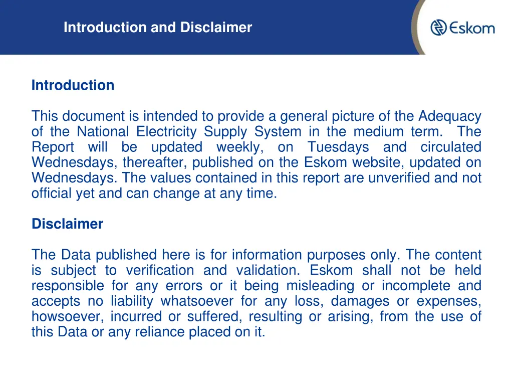 introduction and disclaimer