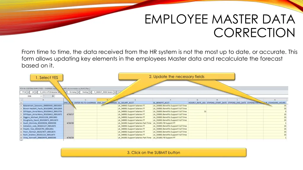 employee master data correction