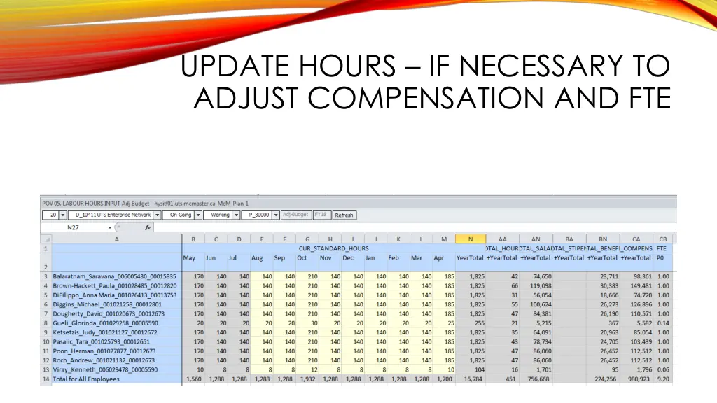 update hours if necessary to adjust compensation