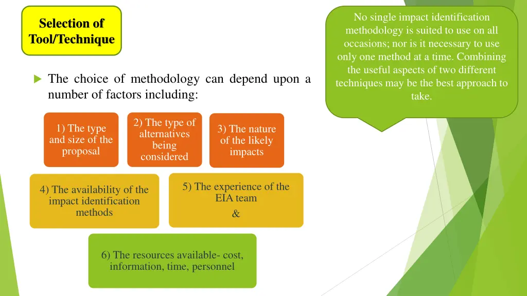 no single impact identification methodology 1