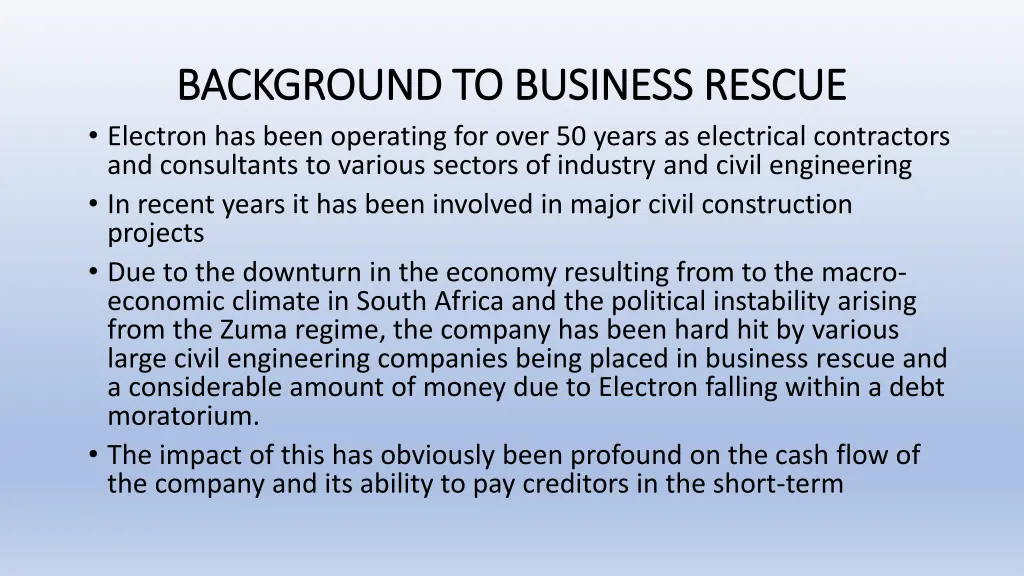 background to business rescue background