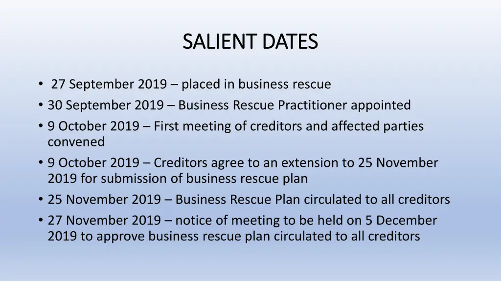 salient dates salient dates