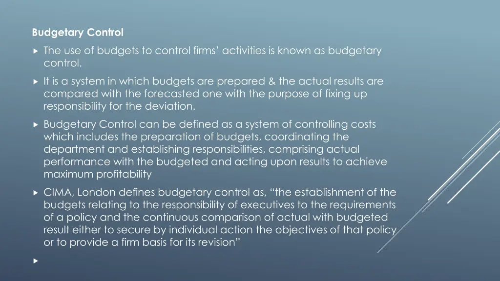 budgetary control