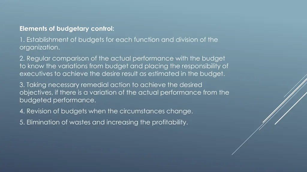 elements of budgetary control