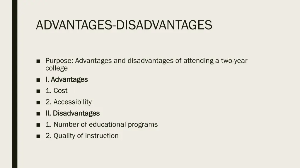 advantages disadvantages