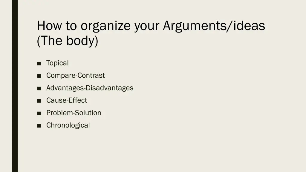 how to organize your arguments ideas the body