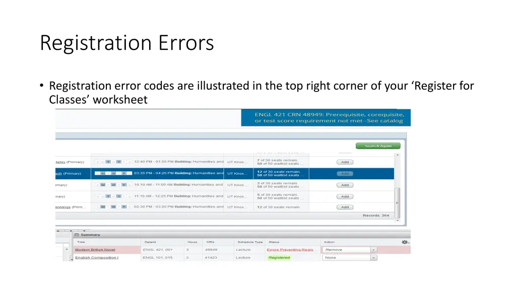 registration errors