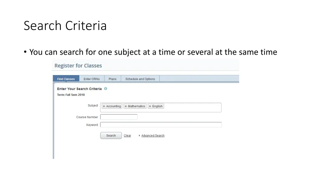 search criteria