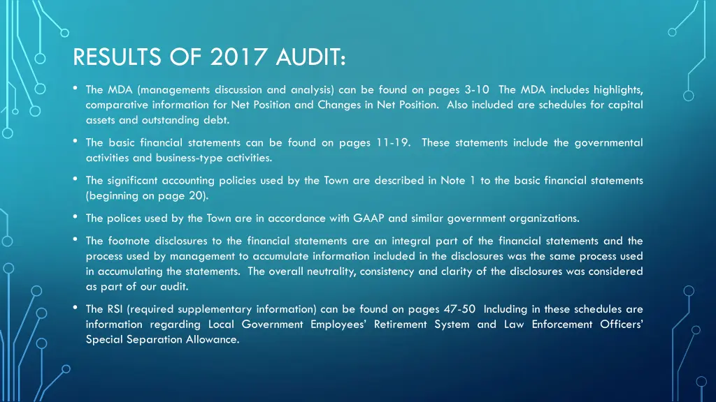 results of 2017 audit the mda managements