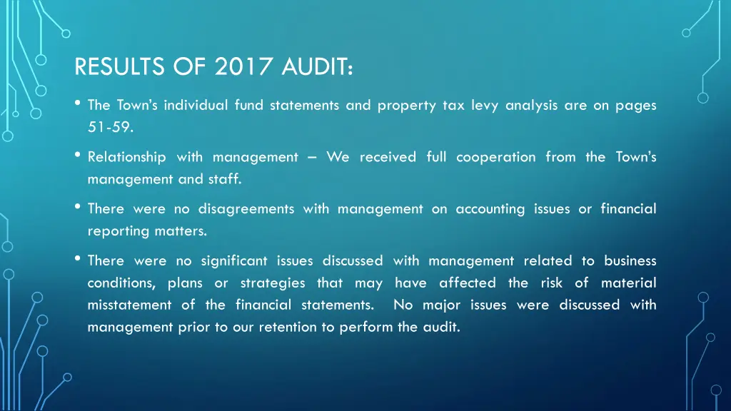 results of 2017 audit the town s individual fund