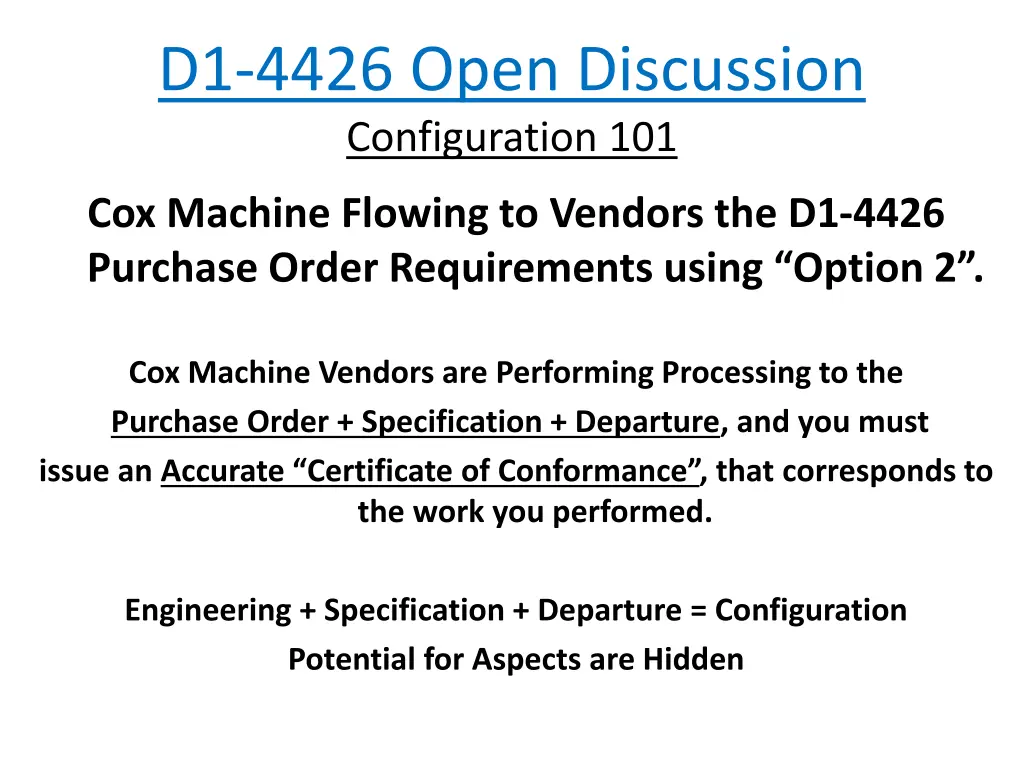 d1 4426 open discussion configuration 101