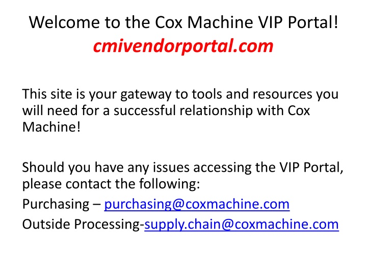 welcome to the cox machine vip portal