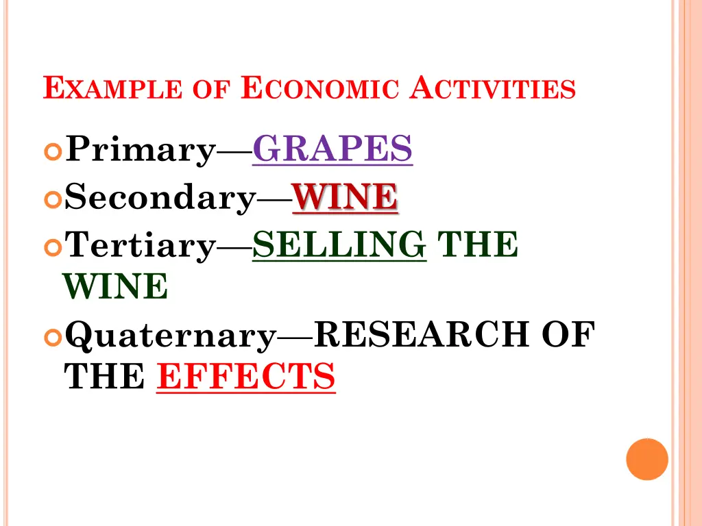 e xample of e conomic a ctivities