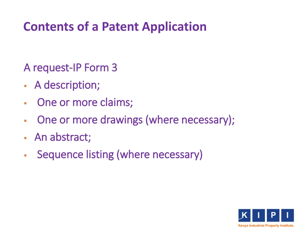 contents of a patent application