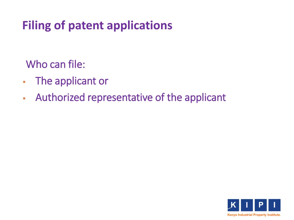 filing of patent applications 1