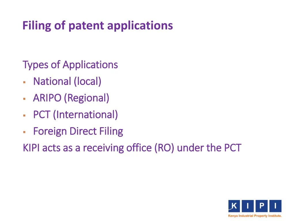 filing of patent applications