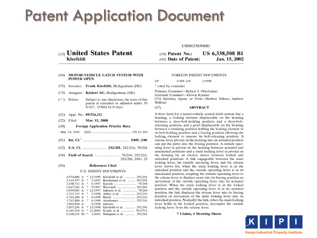 patent application document