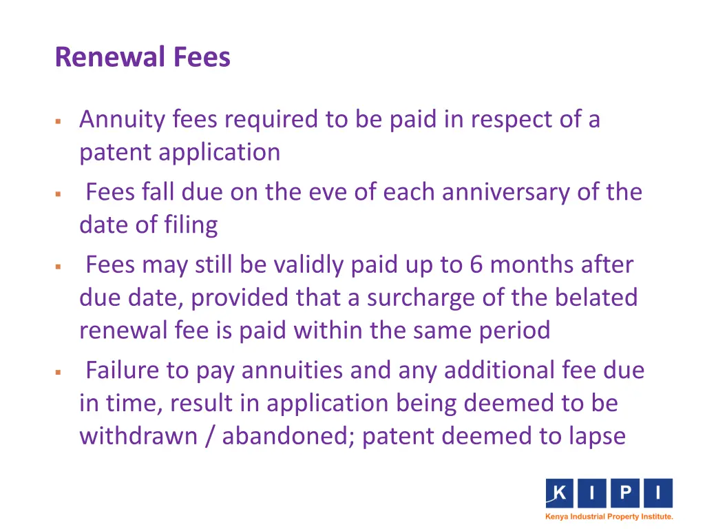 renewal fees