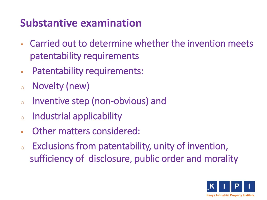 substantive examination 1