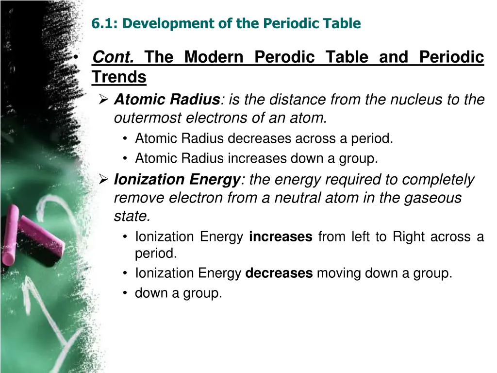 6 1 development of the periodic table 1