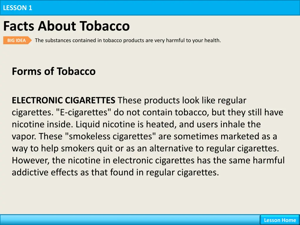 lesson 1 facts about tobacco 6