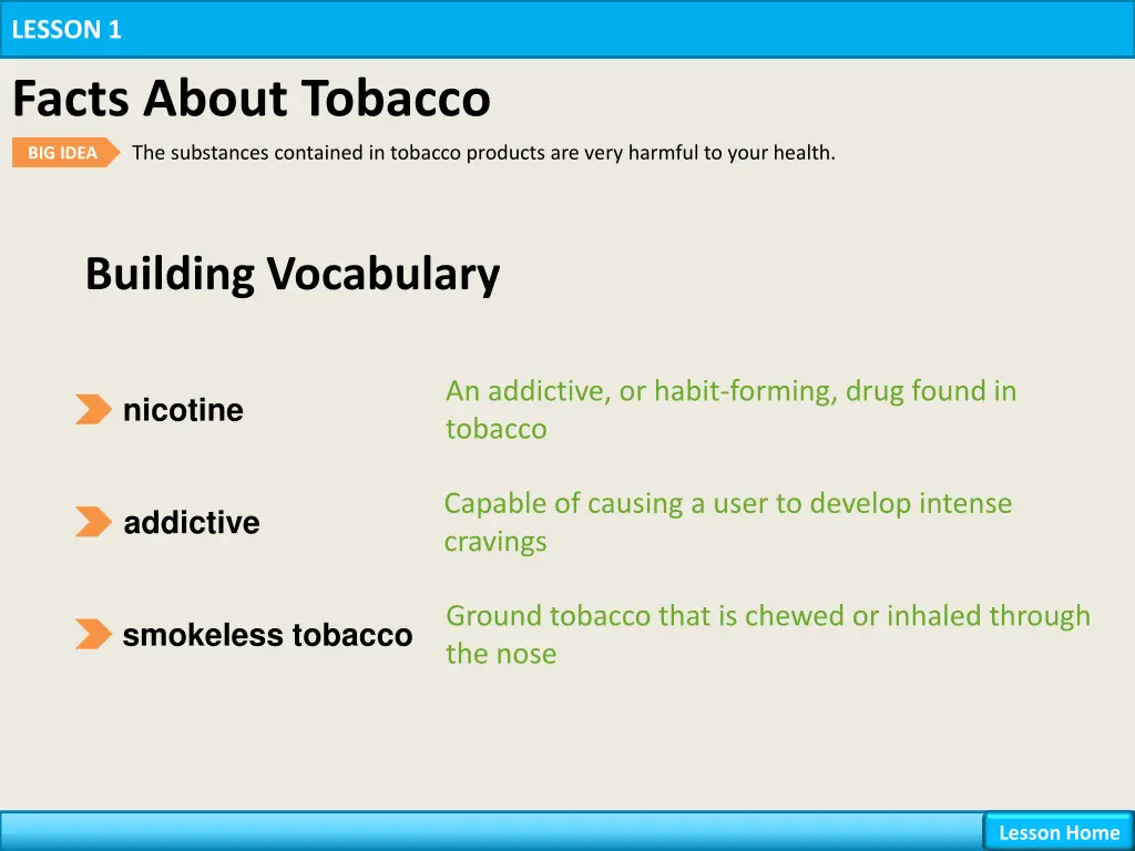 lesson 1 facts about tobacco