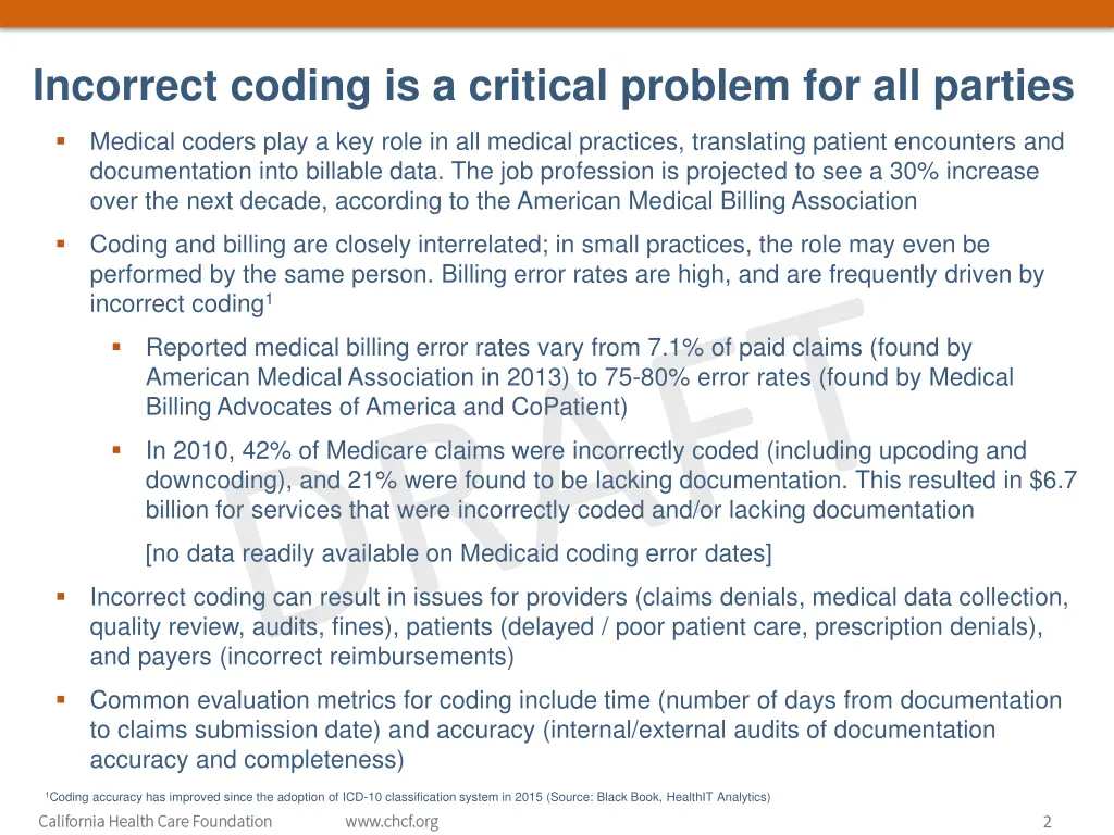 incorrect coding is a critical problem