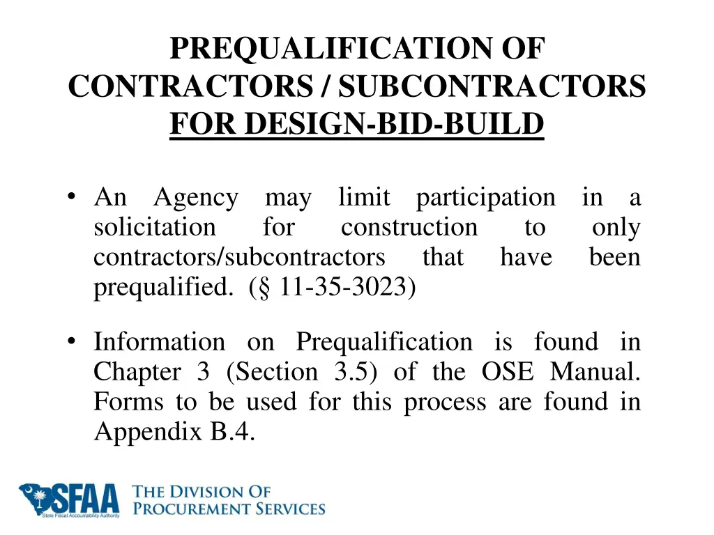 prequalification of contractors subcontractors 1