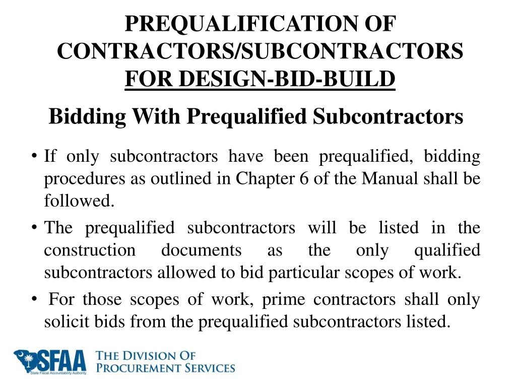 prequalification of contractors subcontractors 10