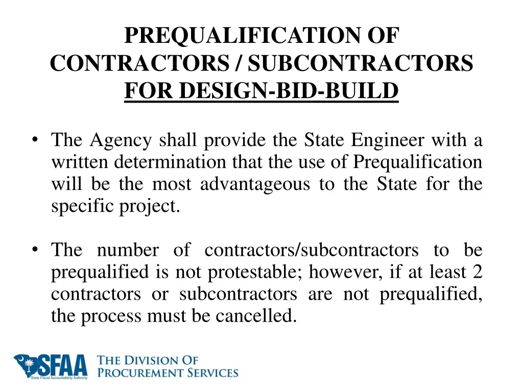 prequalification of contractors subcontractors 2